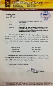 Memo 153-OP 2023 (Schedule of 2023 SSG Election)