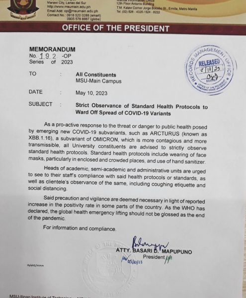 Memo 192-OP 2023 (COVID Health Protocols)