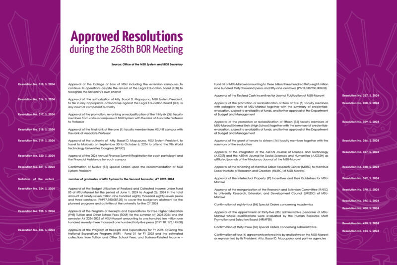 Approved Resolutions during the 268th BOR Meeting - MSU Main Campus ...